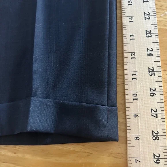 Ermenegildo Zegna Roma Fit‎ Navy Windowpane Wool Dress Pants 48 Made Switzerland